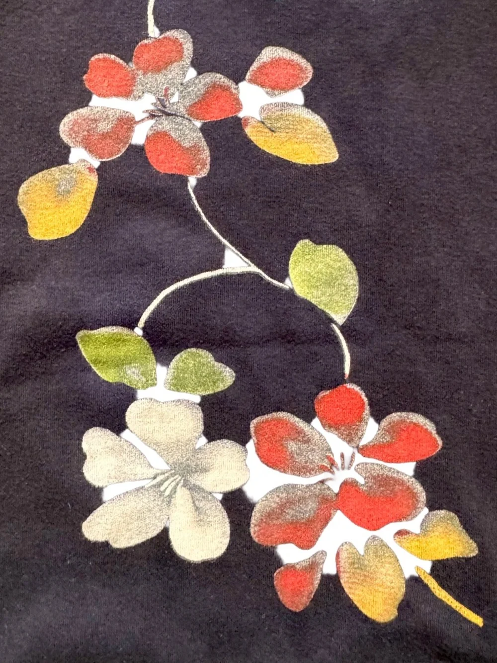 Vintage Lucky Brand Peace & Love Floral Plum Blossom Black Tank Lace Trim Size L - Picture 4 of 6